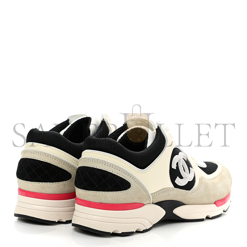 CHANEL SNEAKERS CALFSKIN, MESH & SUEDE CALFSKIN IVORY, BLACK & BEIGE G39066 Y55828 K4292